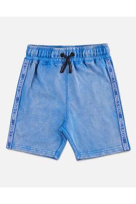 solid cotton regular boy's shorts - blue