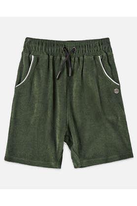 solid cotton regular boy's shorts - green