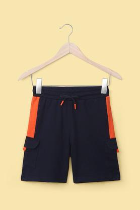 solid cotton regular fit boy's shorts - navy