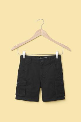 solid cotton regular fit boy's shorts - olive