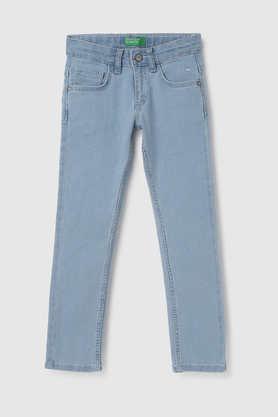 solid cotton regular fit boys jeans - denim