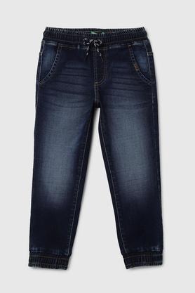 solid cotton regular fit boys jeans - denim