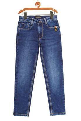 solid cotton regular fit boys jeans - denimx