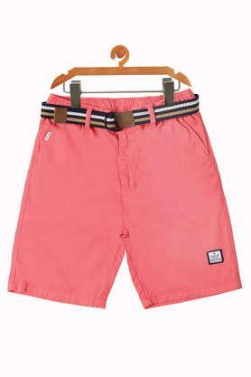 solid cotton regular fit boys shorts - carrot