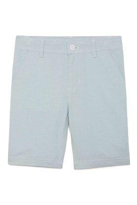 solid cotton regular fit boys shorts - green