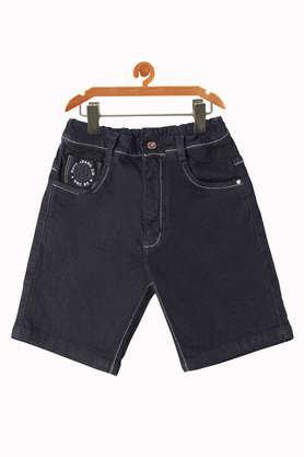 solid cotton regular fit boys shorts - raw