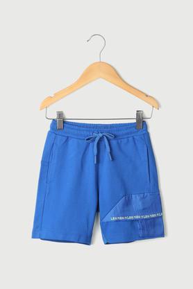 solid cotton regular fit boys shorts - royal