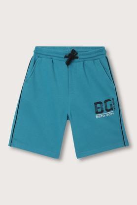 solid cotton regular fit boys shorts - teal