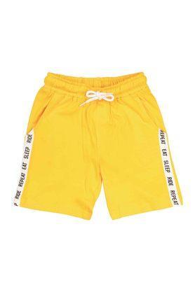 solid cotton regular fit boys shorts - yellow