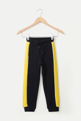 solid cotton regular fit boys track pants - navy