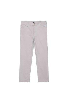 solid cotton regular fit boys trousers - grey