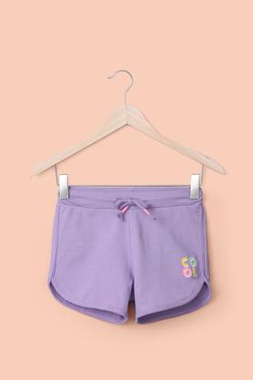 solid cotton regular fit girl's shorts - lavender
