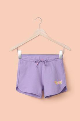 solid cotton regular fit girl's shorts - lavender