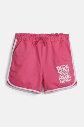 solid cotton regular fit girls shorts - fuchsia