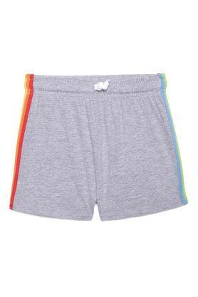 solid cotton regular fit girls shorts - grey