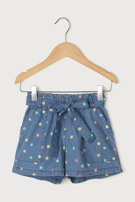 solid cotton regular fit girls shorts - ice