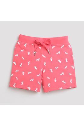 solid cotton regular fit girls shorts - red