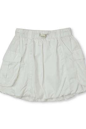 solid cotton regular fit girls skirts - white