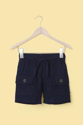 solid cotton regular fit infant boy's shorts - navy