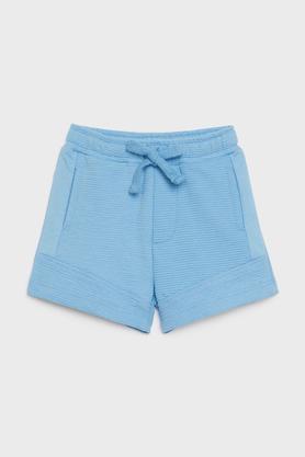 solid cotton regular fit infant boys shorts - blue