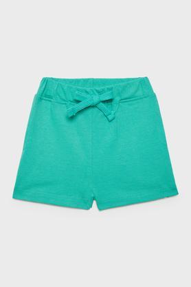 solid cotton regular fit infant boys shorts - green