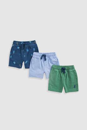 solid cotton regular fit infant boys shorts - green