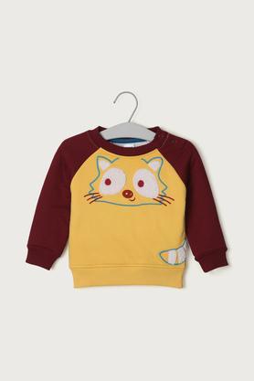 solid cotton regular fit infant boys sweatshirt - mustard