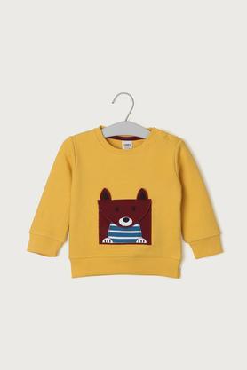 solid cotton regular fit infant boys sweatshirt - mustard