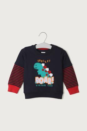 solid cotton regular fit infant boys sweatshirt - navy