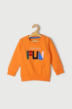 solid cotton regular fit infant boys sweatshirt - orange