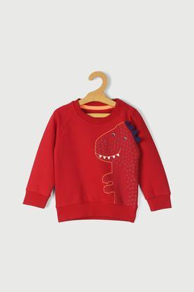 solid cotton regular fit infant boys sweatshirt - red