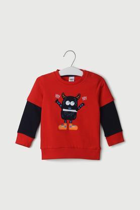 solid cotton regular fit infant boys sweatshirt - red
