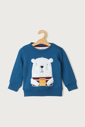 solid cotton regular fit infant boys sweatshirt - teal