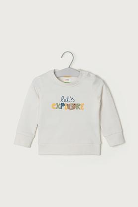 solid cotton regular fit infant boys sweatshirt - white