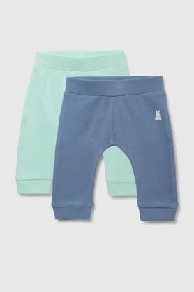 solid cotton regular fit infant boys track pants - mint