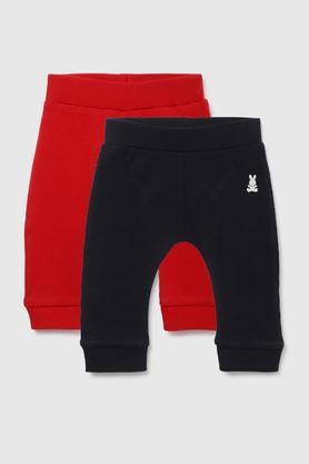 solid cotton regular fit infant boys track pants - navy