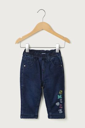 solid cotton regular fit infant girls jeans - mid stone