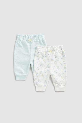 solid cotton regular fit infant girls joggers - blue