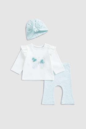 solid cotton regular fit infant girls leggings - blue