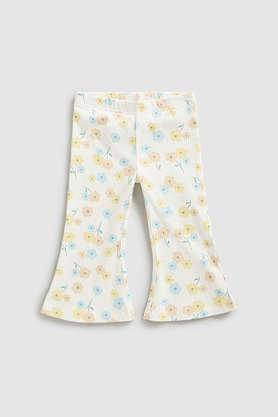 solid cotton regular fit infant girls leggings - cream