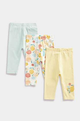 solid cotton regular fit infant girls leggings - yellow