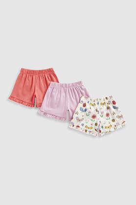 solid cotton regular fit infant girls shorts - pink