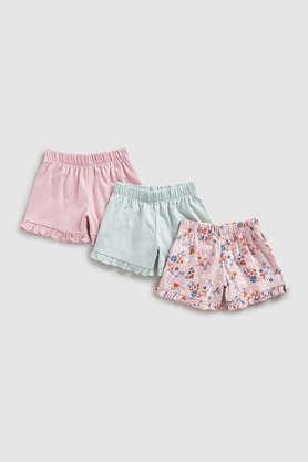 solid cotton regular fit infant girls shorts - pink