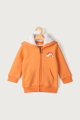 solid cotton regular fit infant girls sweatshirt - orange