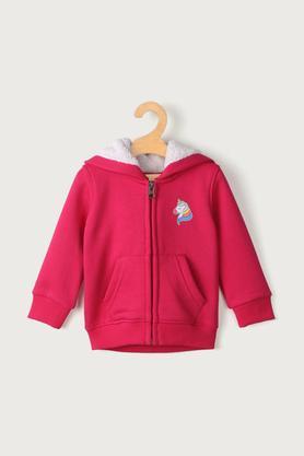 solid cotton regular fit infant girls sweatshirt - pink