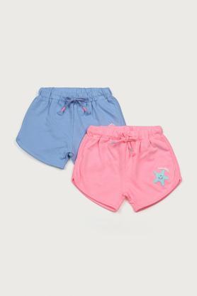 solid cotton regular fit infant infant girls shorts - multi