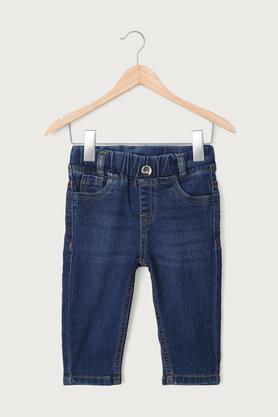 solid cotton regular fit infants jeans - indigo