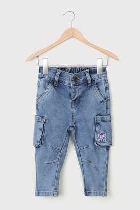 solid cotton regular fit infants jeans - mid stone