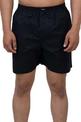 solid cotton regular fit men's boxers - black