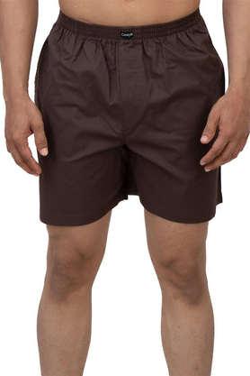 solid cotton regular fit men's boxers - brown